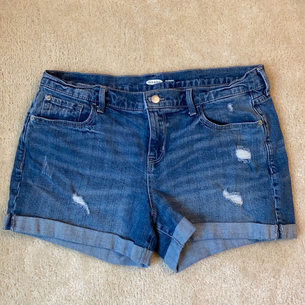 Old Navy Distressed Boyfriend Lt Blue Denim Shorts